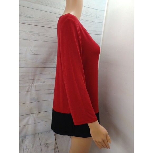 Chicos Travelers Red Black Short 3/4 Sleeve Pullover Top Sz 1 - Picture 4 of 6
